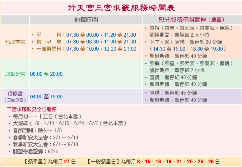 行天宮收驚時間